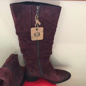 Born Burgundy Suede Boots 6.5 NEW